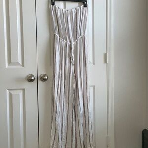 Elan Striped White and Brown cover up